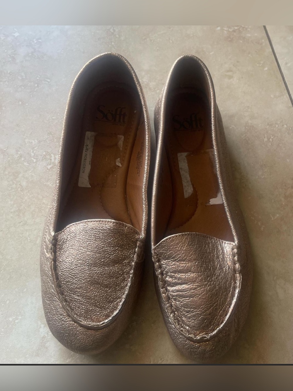 Sofft Metallic Rose Gold Slip-On Loafers